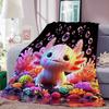 Flannel Throw Blanket Cute Cartoon Little Salamander HD Print,suitable for Sofas,beds,offices,travel,camping Chairs,warm Blanket
