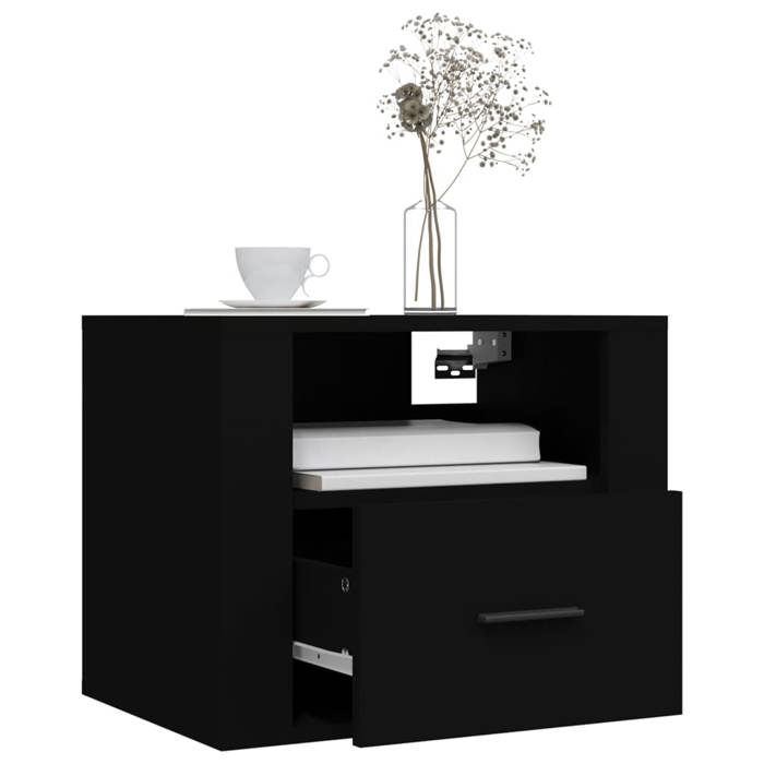 Table de chevet murale - Maison Exclusive - Noir - 50x36x40 cm - Bois d'ingénierie