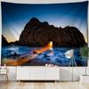 Beach landscape tapestry, coconut tree, sunrise, wall hanging poster, home wall decoration background cloth, living room bedroom