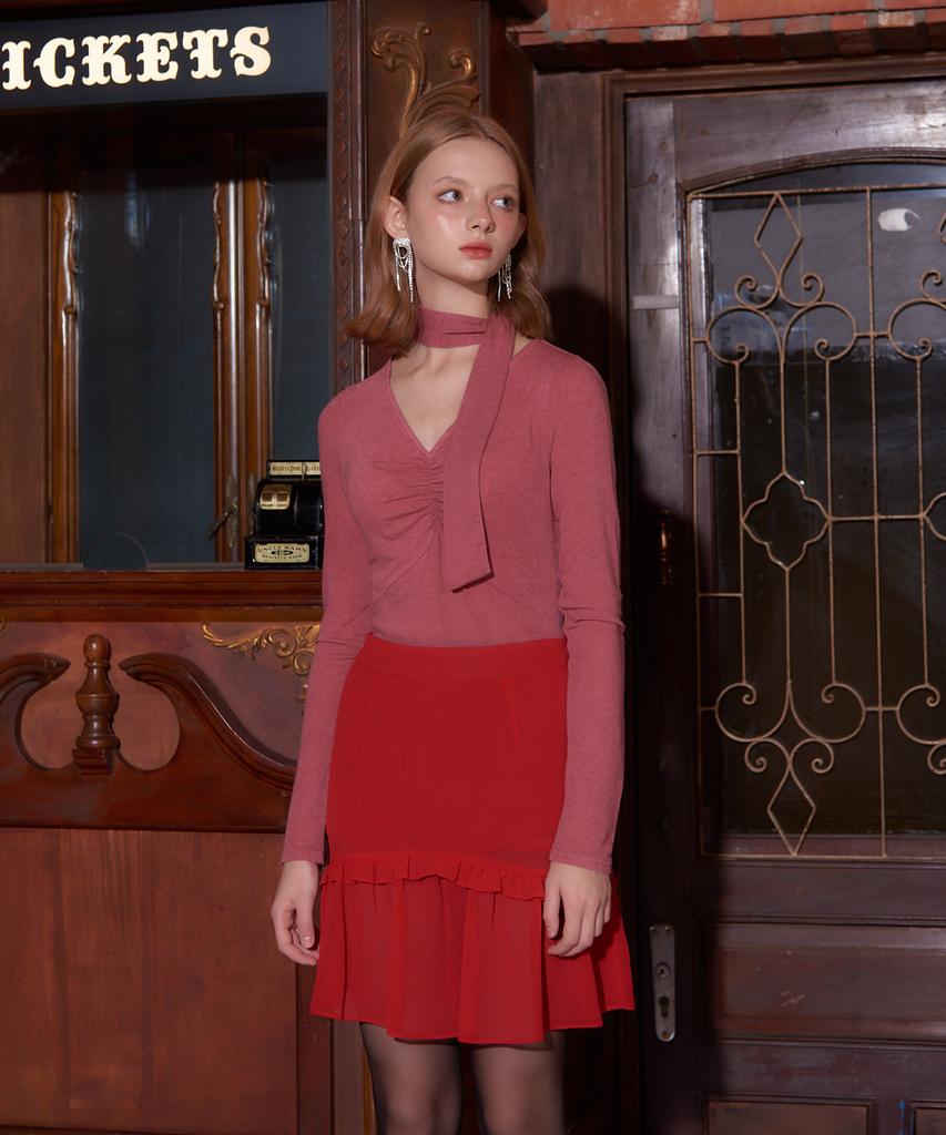 SALON DE YOHN Scarf Shirring T_ Pink