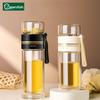 Teewasserflasche aus Borosilikatglas, doppelwandig, Teewasserbecher, Infuser-Trinkbecher, Trinkgefäß, Wasserflasche mit Teefilter