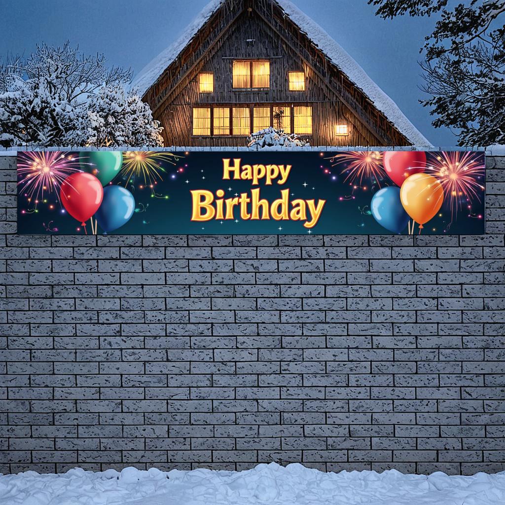 Fireworks Birthday Banner Vibrant Indoor Festive Birthday Balloon Engaging Festive Banner for Outdoor