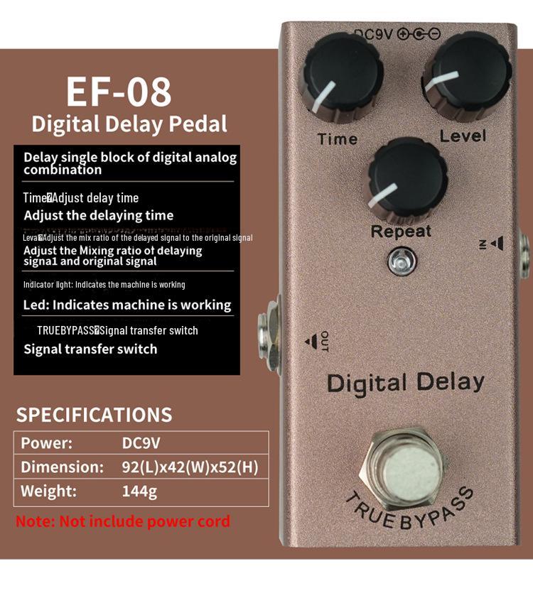 Professionelles E-Gitarren-Effektpedal - Verzerrung, Überlastung, Delay, Chorus, Tremolo
