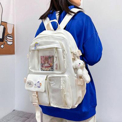 Mochila de estudante ergonômica mochila de grande capacidade com urso de pelúcia boneca para livro laptop retro casual mochila escolar para adolescentes viagem escolar
