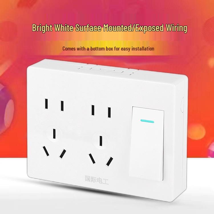 Ultra-Thin Surface-Mounted Single-Pole Switch & Socket Panel for Home Walls