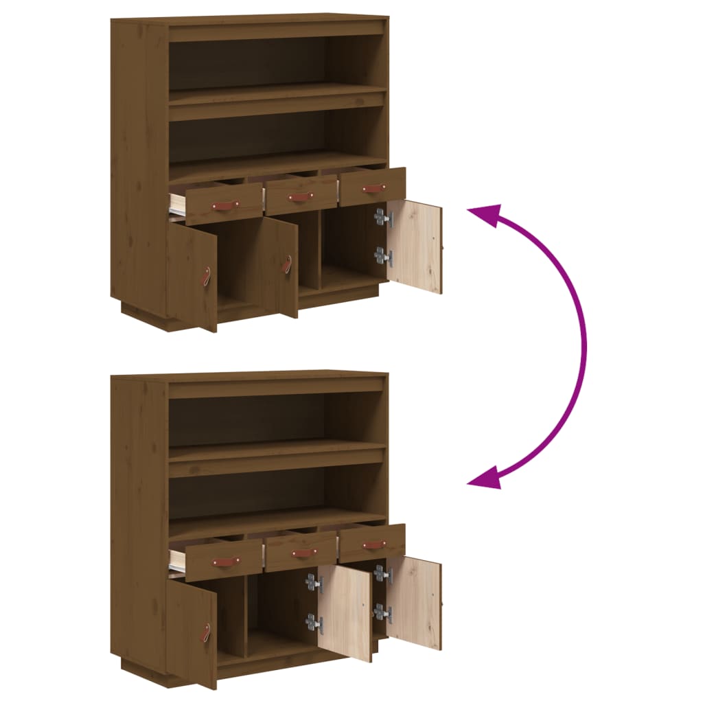 Highboard Honey Brown 100 x 40 x 108.5 cm Solid Pine Wood