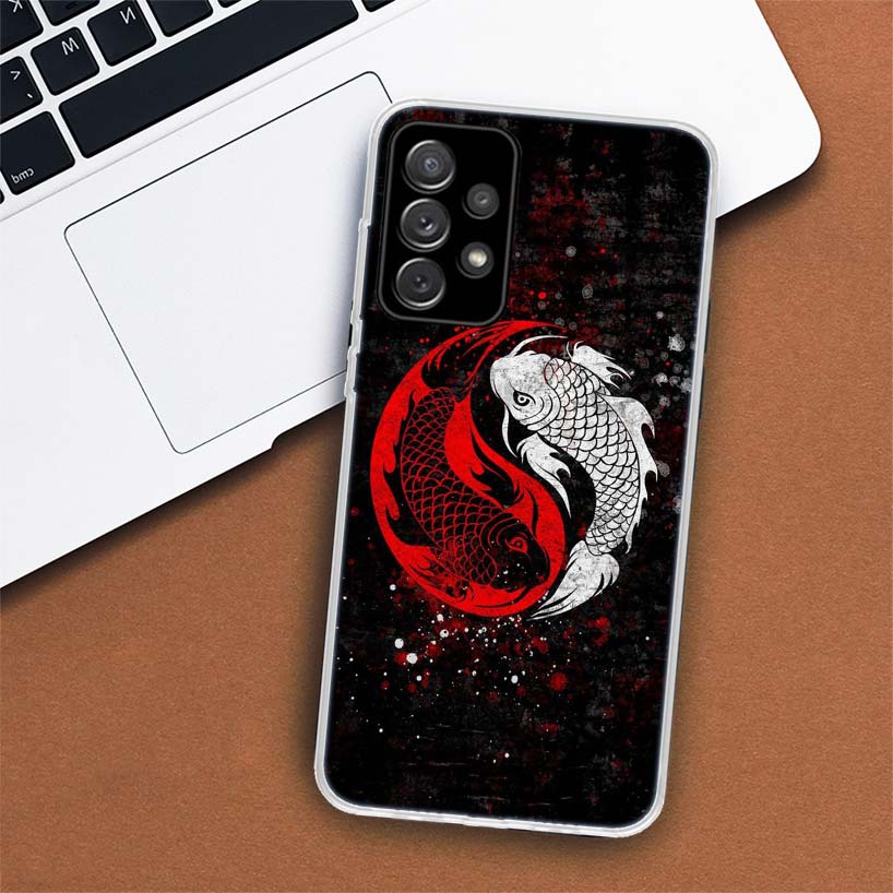Japan Koi Fish Yin Yang Art Phone Case For Samsung Galaxy A51 A71 A50 A70 A40 A30 A20E A10 A41 A31 A21S A11 A01 A6 A8 + A7 A9 Pl