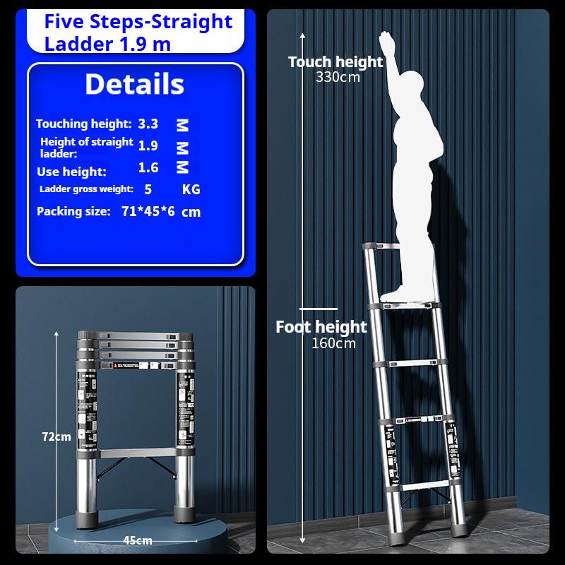 Stainless Steel Telescopic Ladder Multi Functional Household Herringbone Ladder Portable Folding Step Ladder