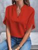 1116 Sommer Neu V-Ausschnitt Shirt Damen Einfarbig Lässig Vielseitig Europäisch und Amerikanisch Kurzarm Pullover