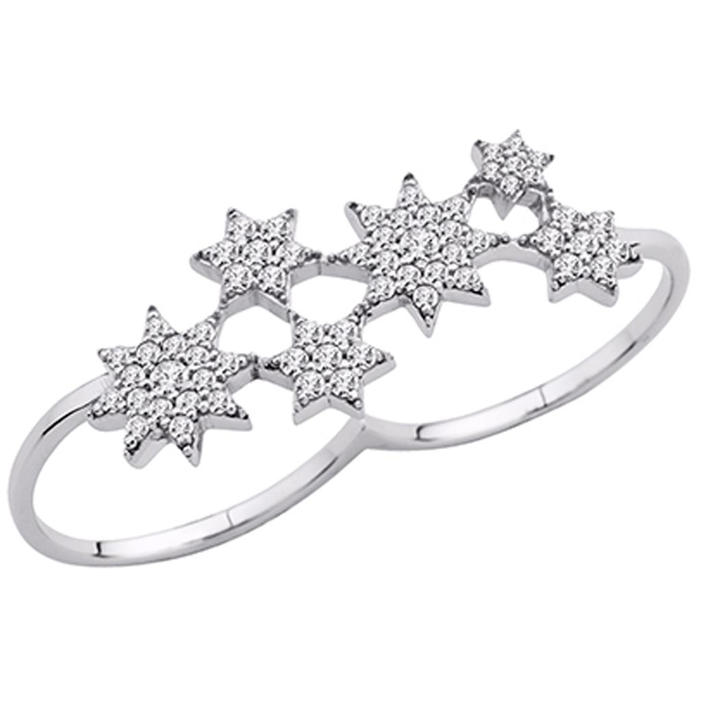 Plural Silver Ring 'Stars' White (rhodium)