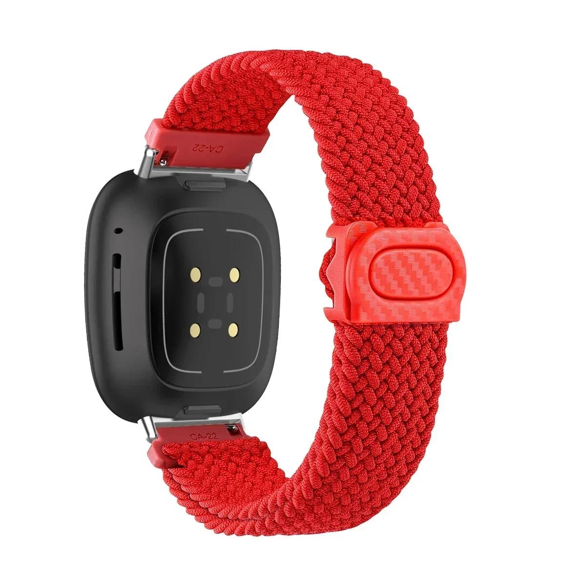 

Нейлоновий плетений ремінець-петля для fitbit Versa 4 3 2 1 Versa Lite Спортивний ремінець для versa sense 2/sense Аксесуари для годинника For Fitbit Versa 4 червоний