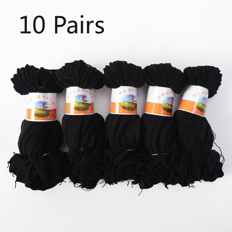 10 Pairs of Women's Summer Ultra Thin Invisible Transparent Crystal Silk Anti Hook Silk Short Socks