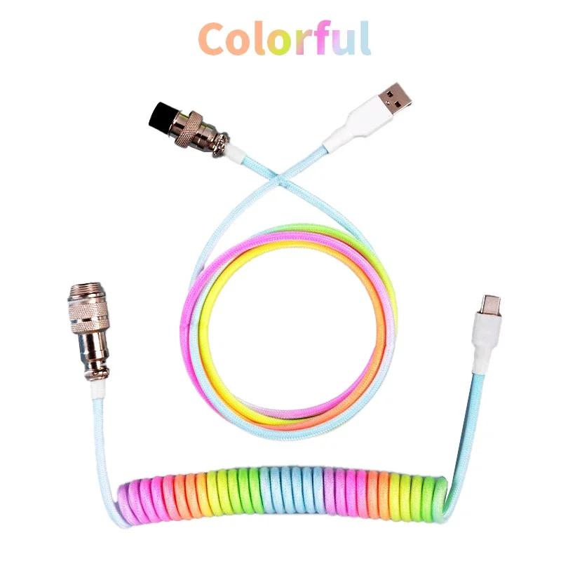 3M Type C Coiled Keyboard Cable With Aviator Connector Usb Mechanical Keyboard Wire For Desktop Computers