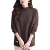Plus Size Color Block Half-High Neck Sweater - Women's Loose Autumn/Winter Knit Pullover