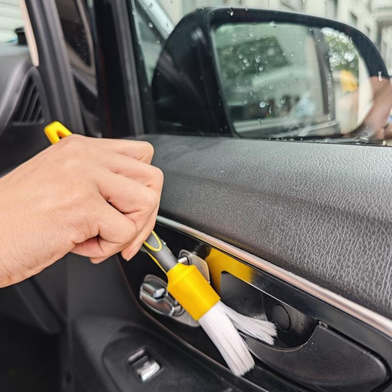 Car Cleaning Brush Set 3PCS Anti Slip Rubber Handle Detailing Tools for Air Vent Dashboard Interior Detailing