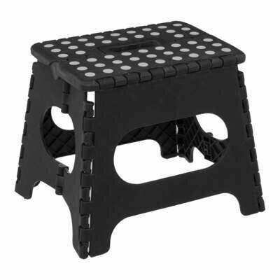 FOLDABLE STOOL 27cm Black LOAD CAPACITY UP TO 80kg Made of Plastic