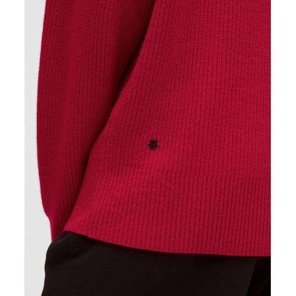 Lululemon Oversized Cashmere Funnel Neck Sweater Dark Red