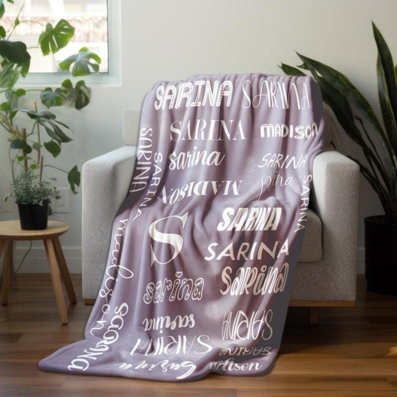 Custom Name Blanket Soft Baby Blanket Skin-Friendly Personalized Gift Blanket Camping Nap Leisure Home Decor Birthday Present