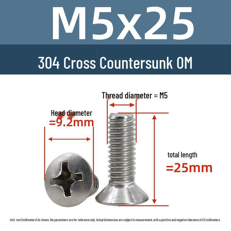 Yigu Stainless Steel Phillips Countersunk Screws M2-M6 Fasteners