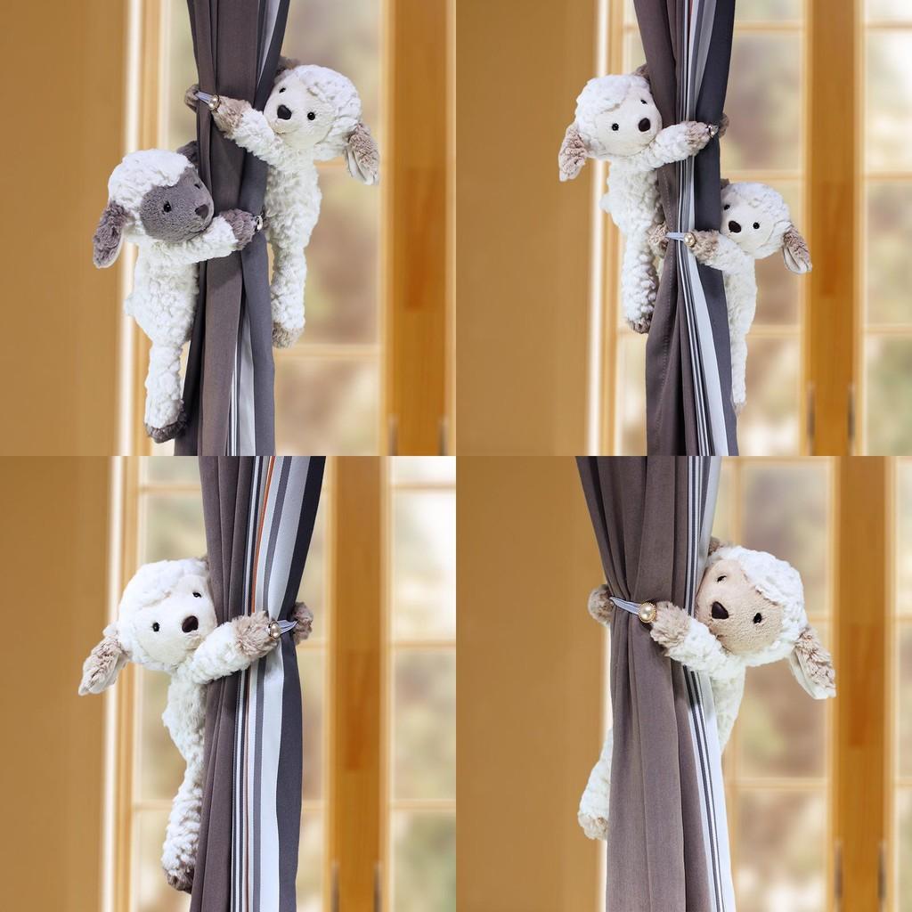 Sheep Curtain Tiebacks With Plush Animal Dolls For Kids Room Decoration Window