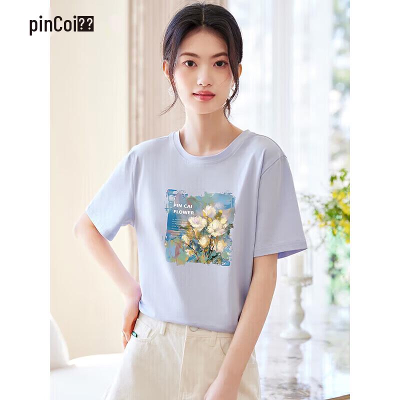 Pincai Women s Oil Painting Print Short Sleeve T-Shirt M