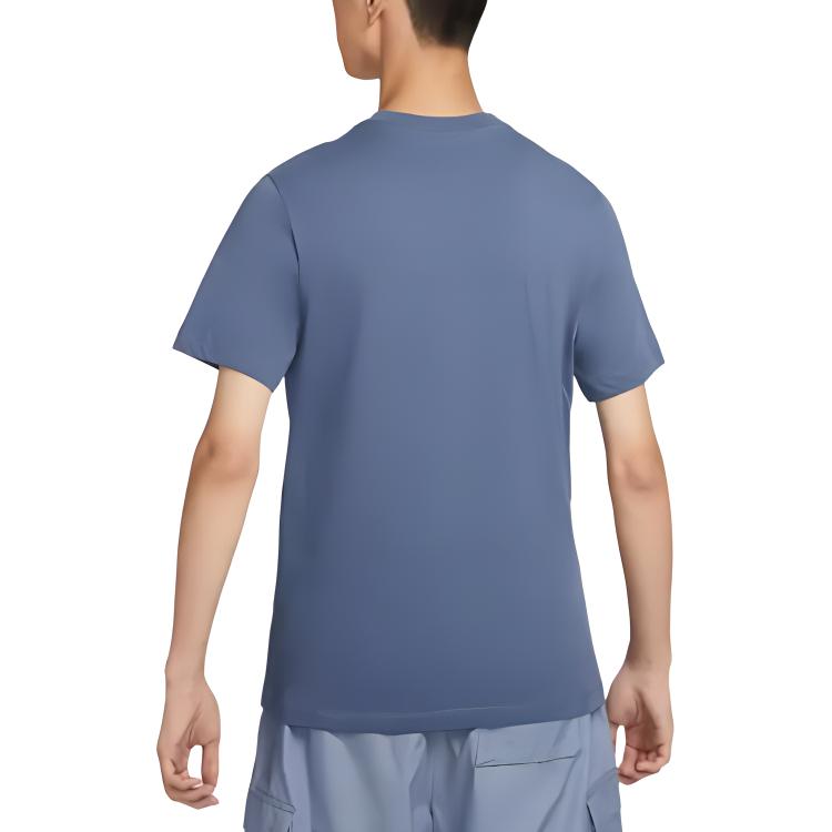 Nike T Shirts Men's Fen Blue Crew Neck Moderate Straight Fit BV0508-491