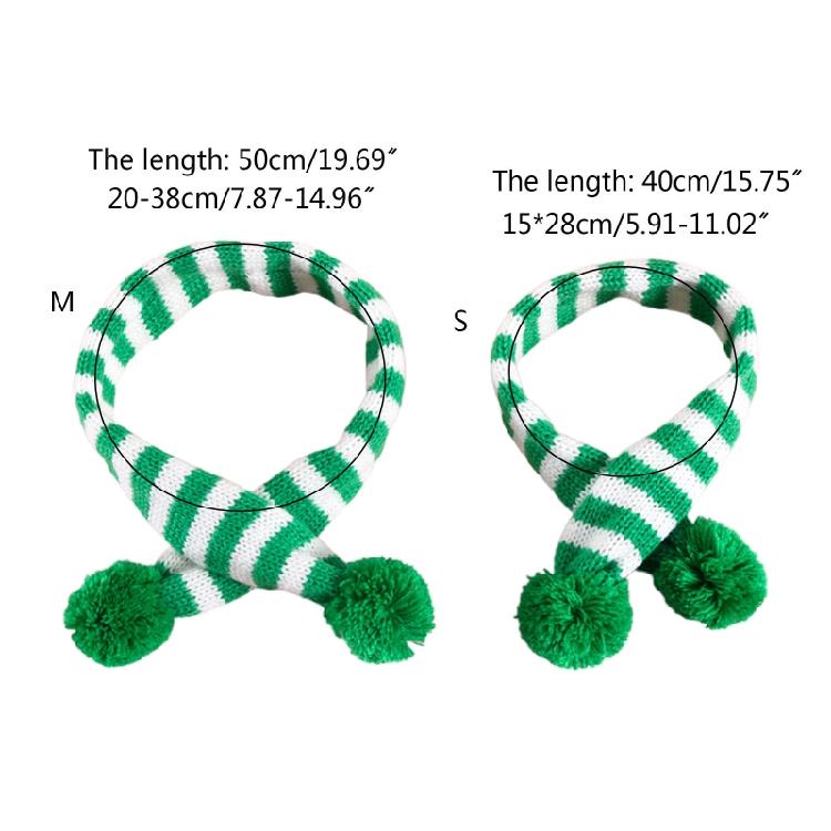 Pet Cats Collar for Christmas Puppy Scarf with Pom-Pom Dog Dress Up Accessori