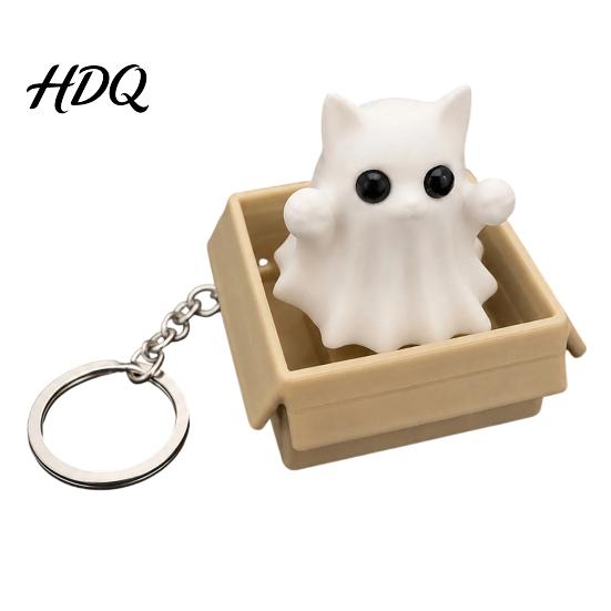 Kleiner festlicher Schlüsselanhänger 3D-gedruckt Halloween Fidget Schlüsselanhänger Niedliches Mumien Geister Katzen Spielzeug Kreative Dekoration Mini Rucksack Anhänger Schmuck Neuheit