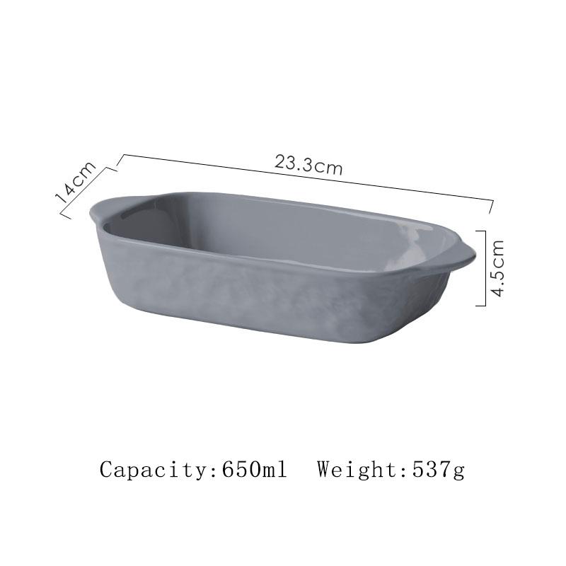 

Ceramic Binural Baking Tray New Household 9 Inch Solid Cream Wind Dining Tableware Underglaze Colour Rectangle Breakfast Plates 9 inches