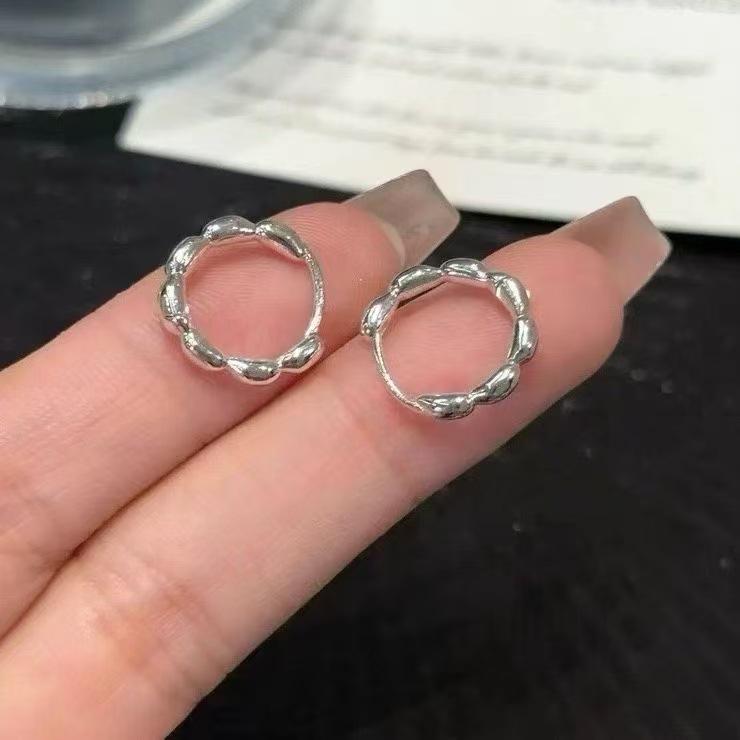 Seven Grains of Rice Sterling Silver 990 Earrings for Women - Summer Fashion Ear Studs & Cuff