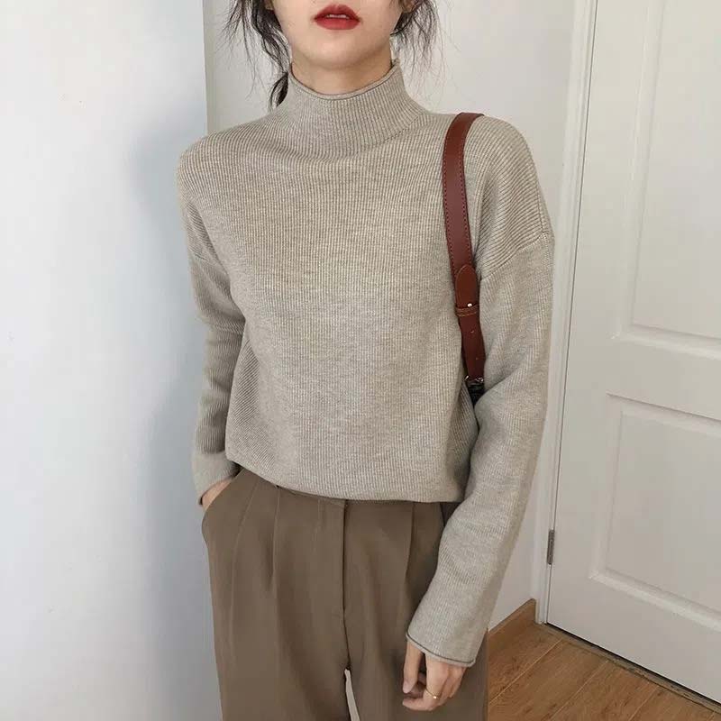Knitwear Women's Sweater Half Turtleneck Loose All-match Top Bottoming Shirt Autumn and Winter