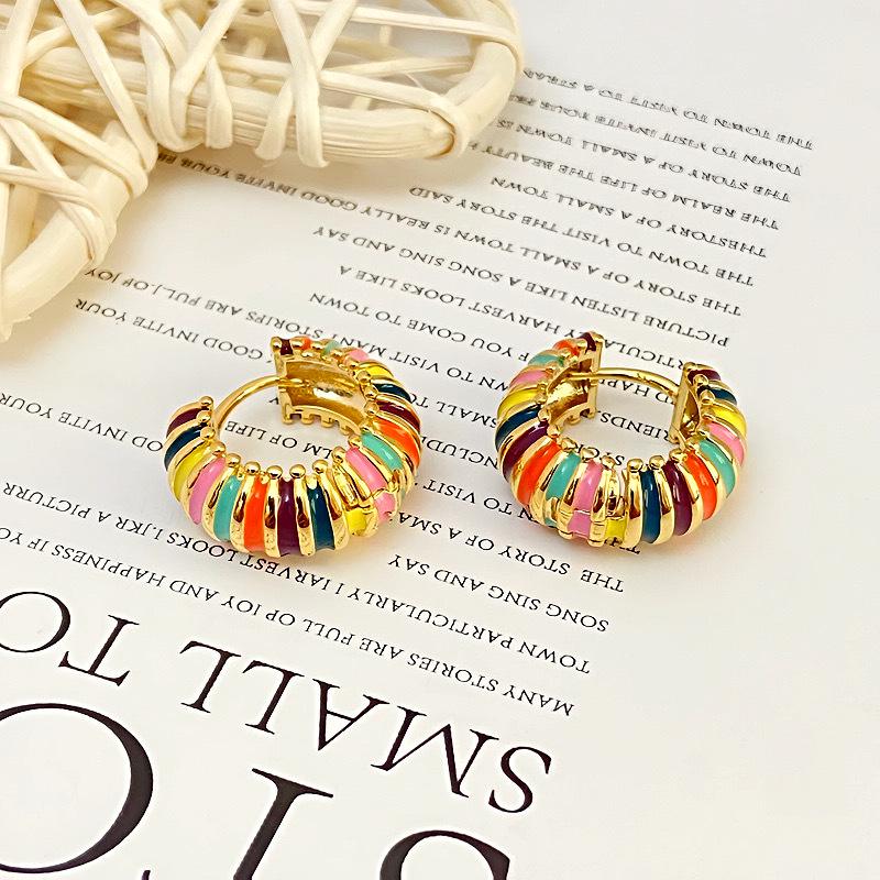 Elegante Retro Drip Oil Dopamin Ohrringe: Bunte & vielseitige Kreis-Ohrclips für einen luxuriösen Touch