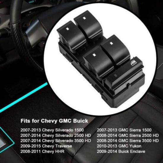 

Driver Side Power Master Window Switch for 2007-2013 Chevrolet Silverado 1500 2500 3500 and GMC Sierra 1500 2500 3500, 2009-2011 HHR, 2009-2016