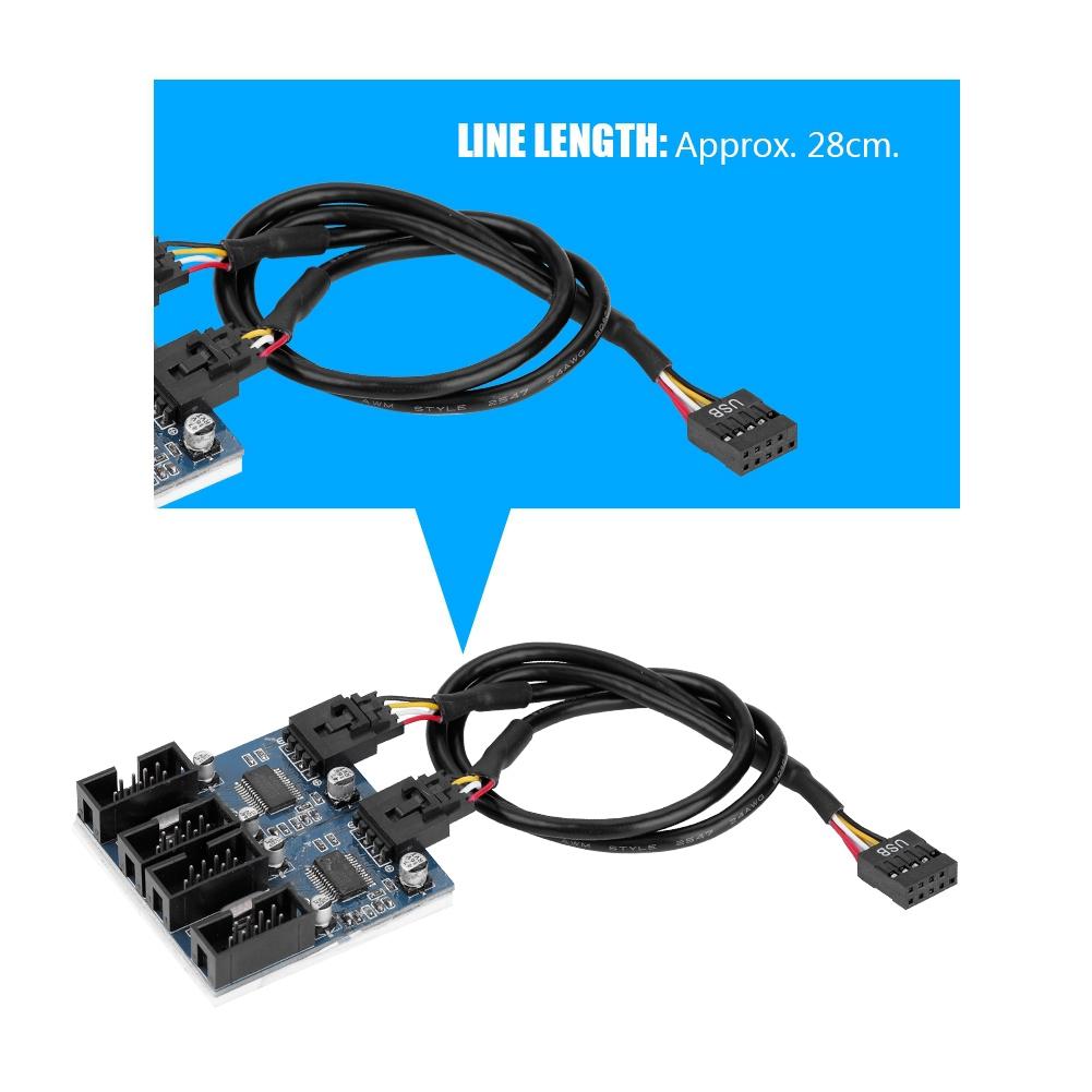 Motherboard 9 Pin USB Header Male 1 To 4 Female Extension Splitter Cable USB 9 Pin Connector
