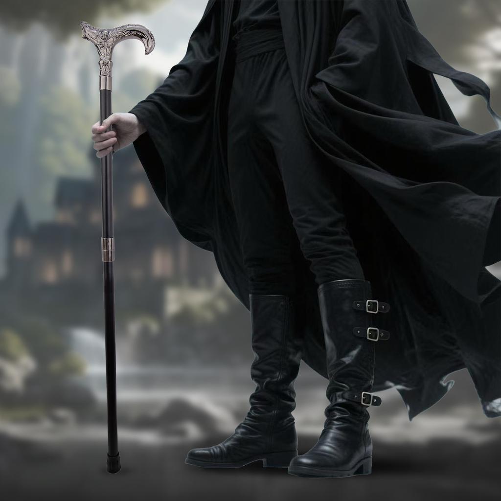 Silberner Totenkopf Blumenkopf Gehstock Mode Dekorativer Spazierstock Gentleman Elegant Cosplay Stock Knauf Krummstab 93cm