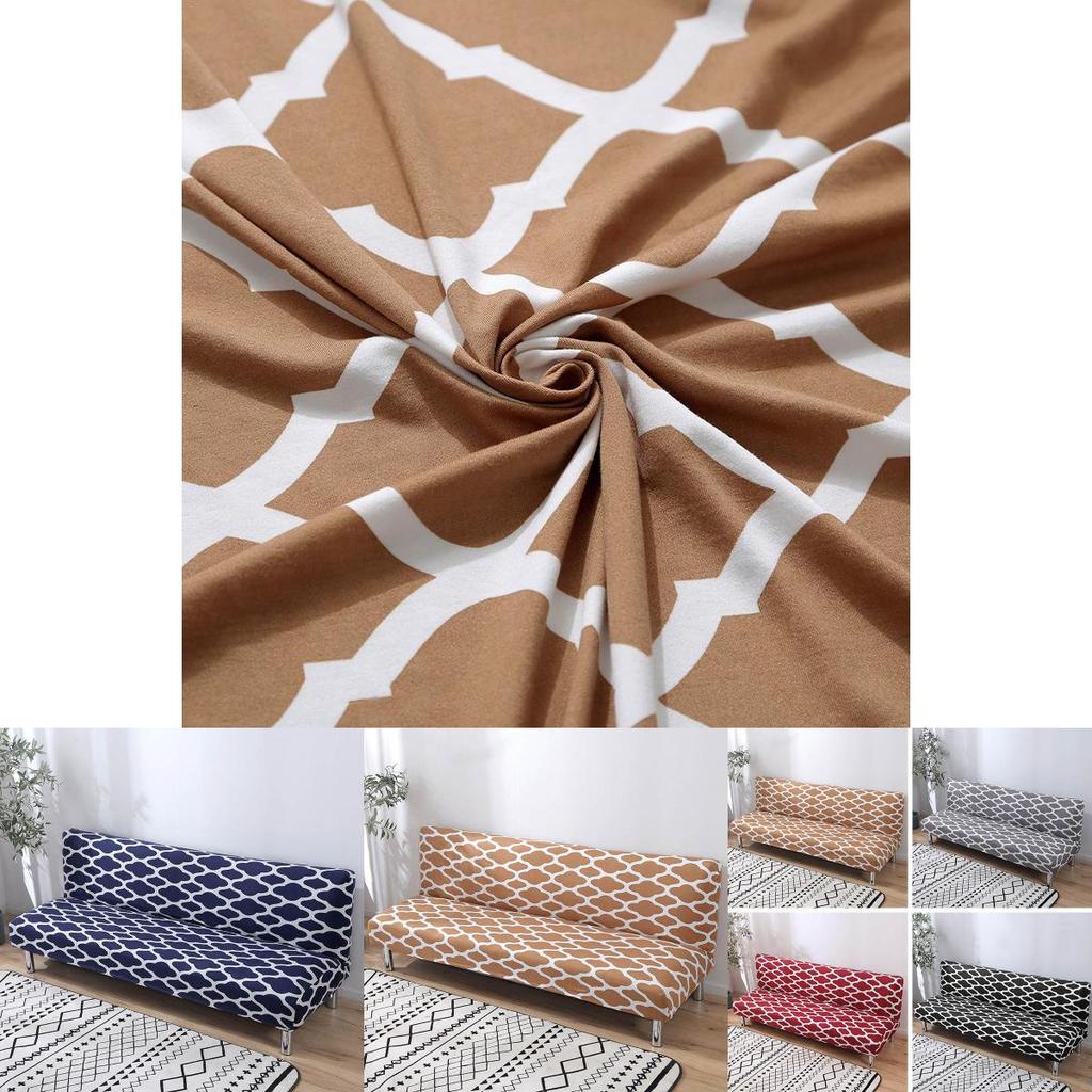 Premium Stretch Geometry Sofa Bed Cover Designed For Full Folding Armless Couches