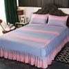 3 Pcs Classic Bed Skirt Princess Style Cotton Sheet Set Plain Bedspread for Bed Queen King Size Bed Cover with Pillowcases