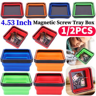 Bandeja magnética para tornillos de 4,53 pulgadas, multicolor, plegable, magnética, para piezas, caja magnética, soporte para herramientas y tornillos magnéticos.