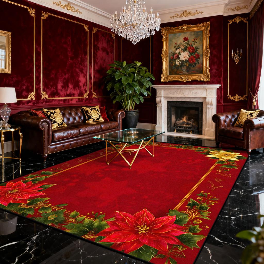 American Red Christmas Carpet for Living Room Decoration Sofa Coffee Table Area Rugs for Bedroom Large Area Floor Mat Washable