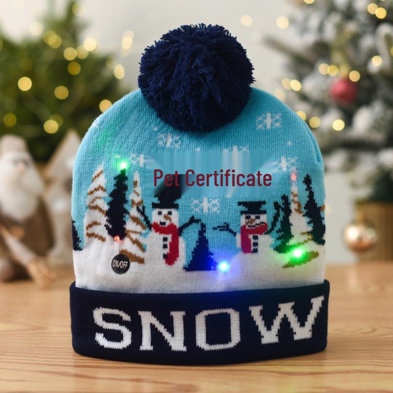 LED Light-Up Knit Christmas Hat - Colorful Winter Wool Hat for Adults & Children