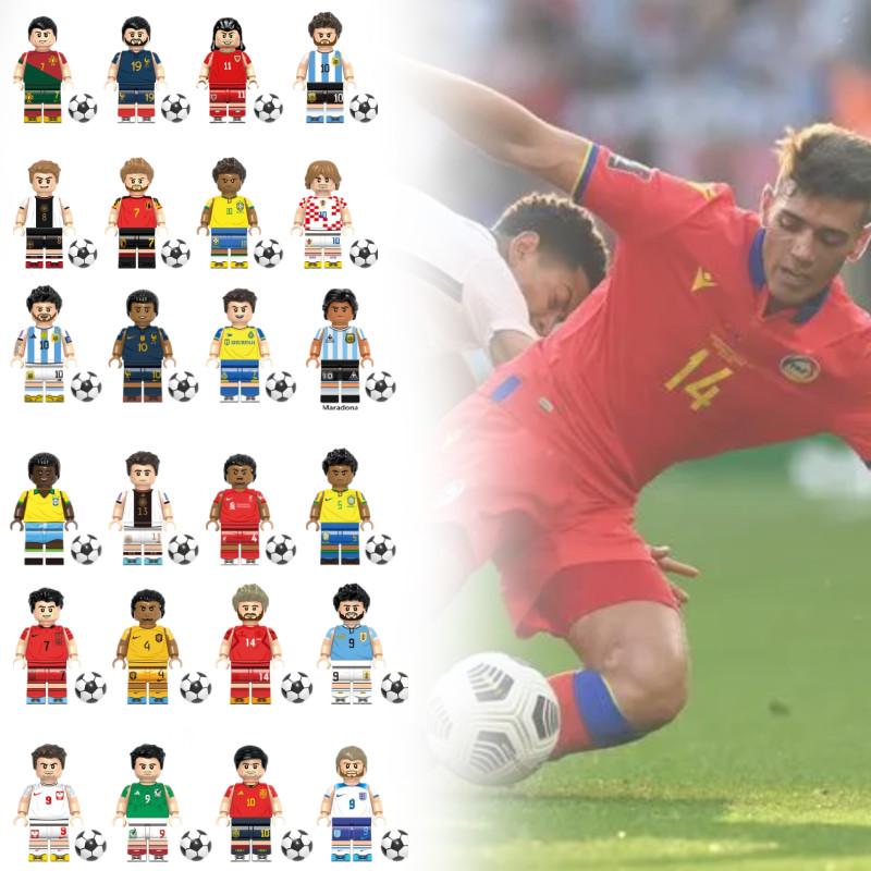 Colorful Football Star Wooden Minifigure Building Blocks Set For Kids With 50-100 Pieces
