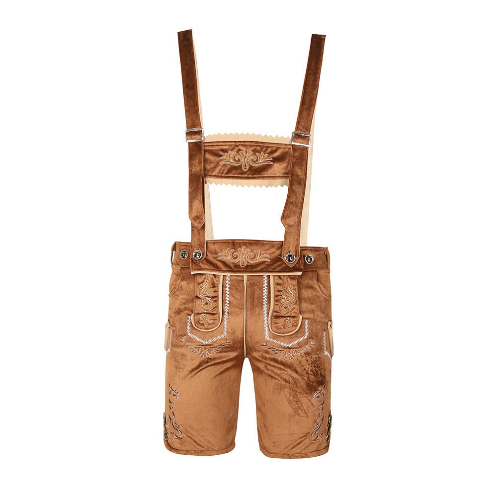Mens Plaid Shirt Embroidered Bib Pants Munich Oktoberfest Halloween Cosplay Party Costume