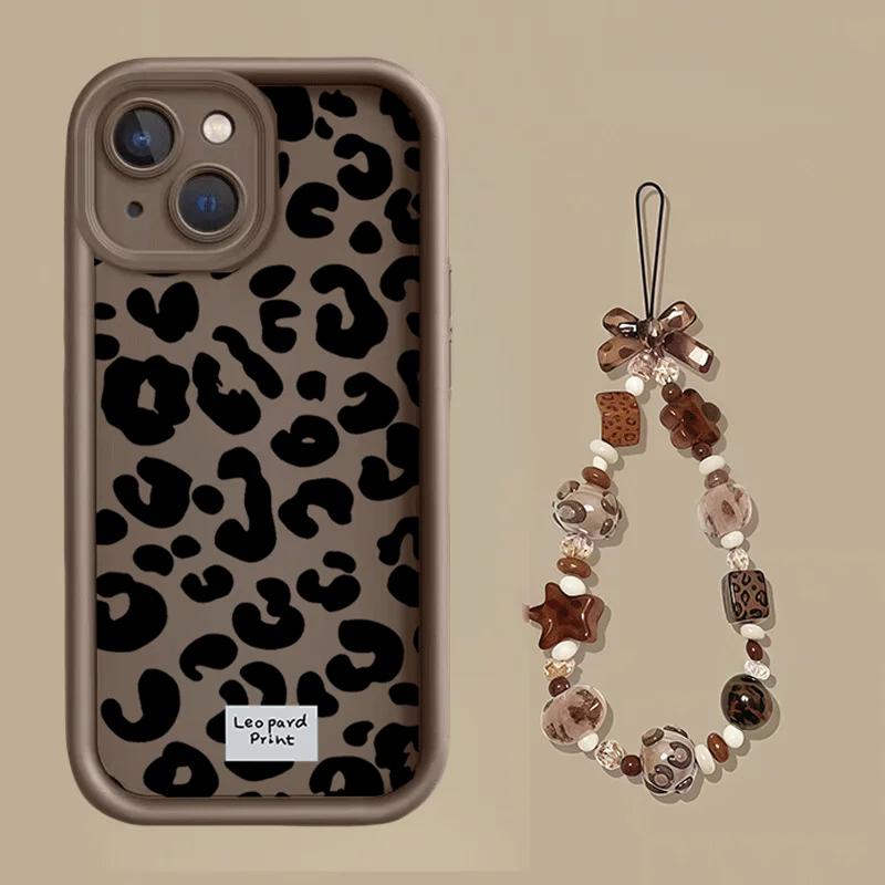 Leopard Print Lanyard Strap Rope Case For OnePlus 15 13 12 11 13T ACE 6 5 Nord 5 4 3 Lite 2 8T 10R Soft Silicone Cover