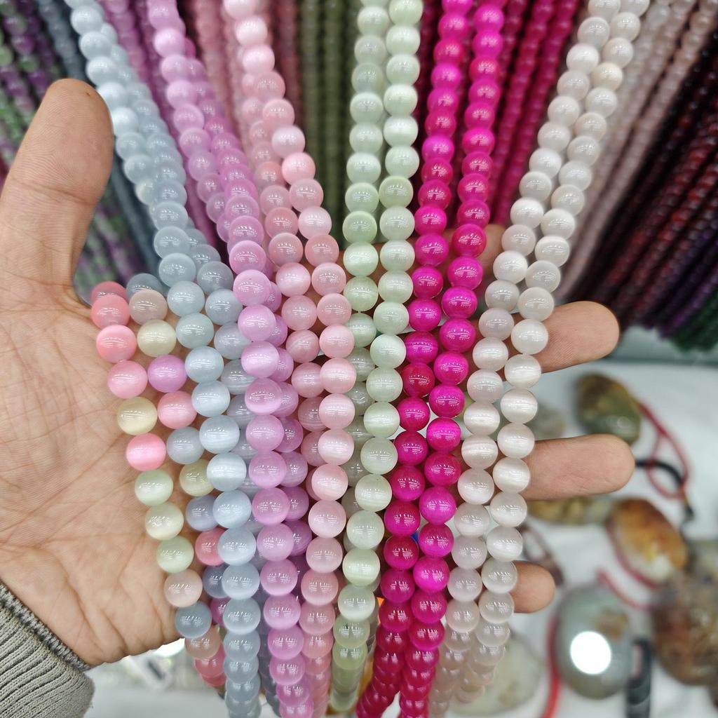 10mm Monochromatic Cat's Eye Stone Loose Beads for DIY Jewelry and Bracelets