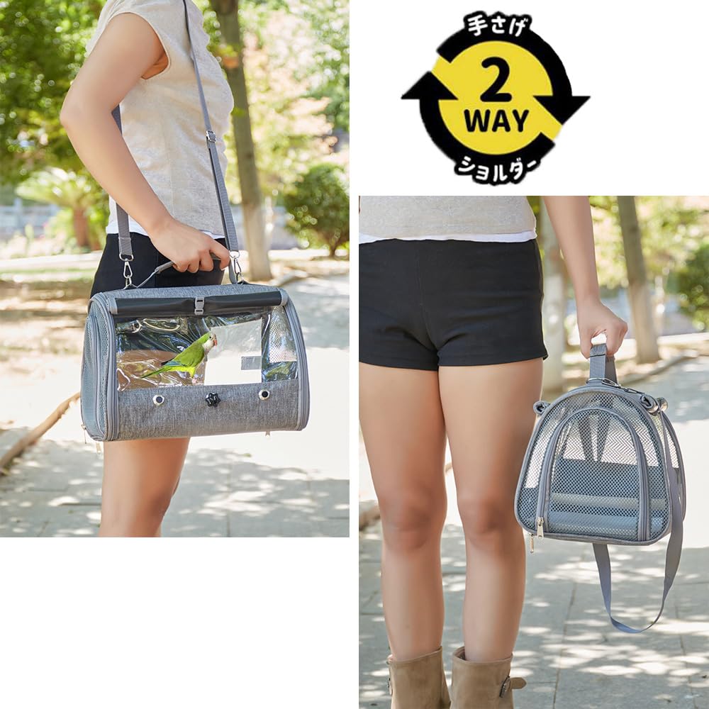 IYOIYA Bird Carrier Bag with Perch and Tray - Perfect for Budgies, Cockatiels, and Finches - 3-Way Carrier Bag with Curtain, Lightweight, Breathable,