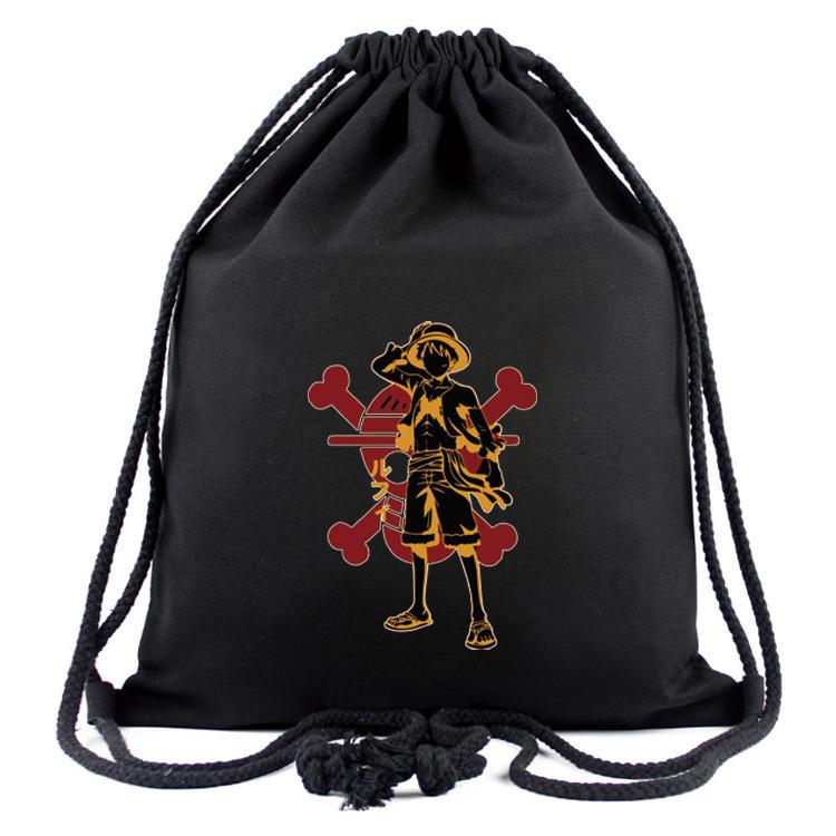 New Best-selling One Piece Around the Mouth Backpack Animation Around Luffy Drawstring Pocket Oxford Cloth Backpack Storage Bag.