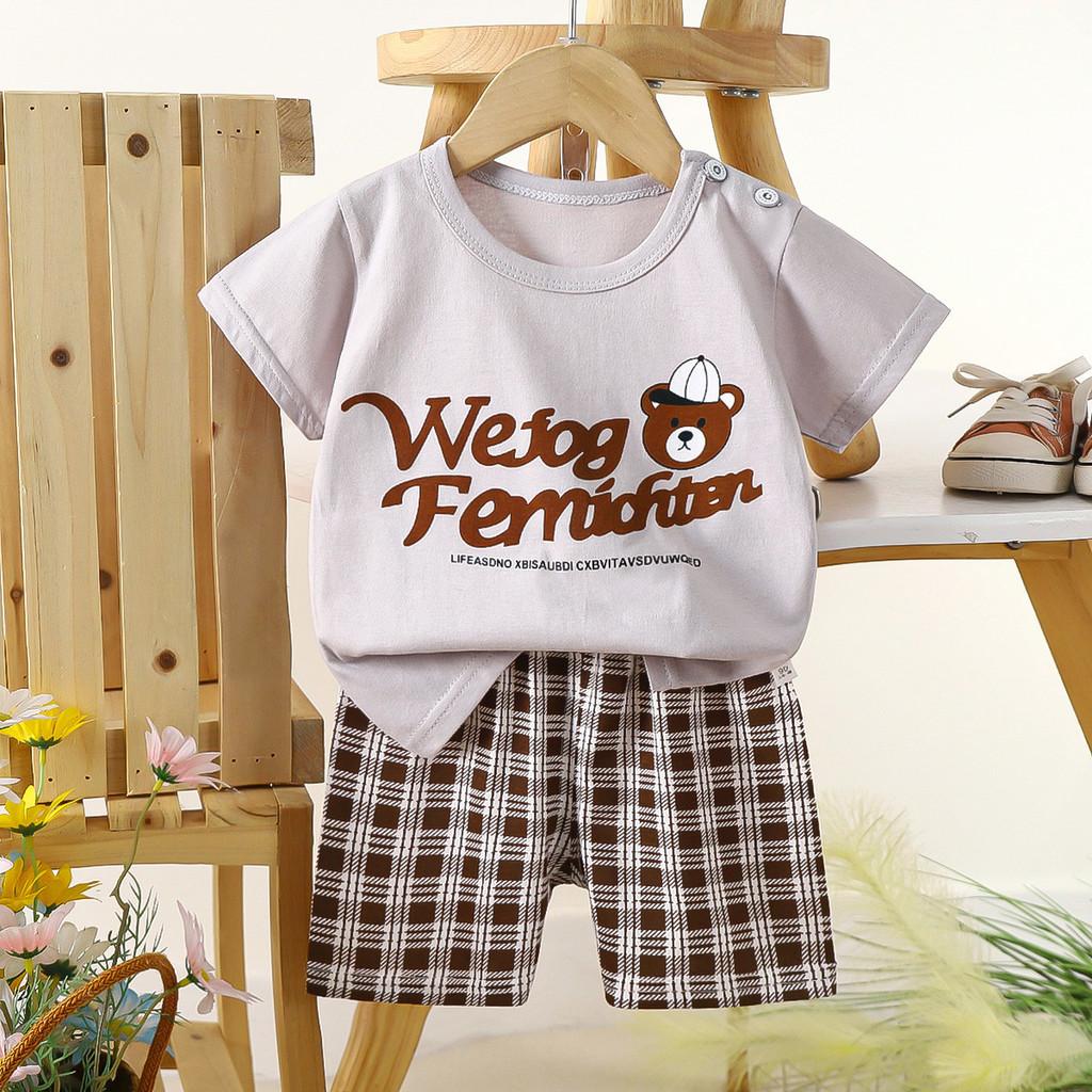 Summer Kids Toddler Short Sleeve Shorts Set With Cartoon Patterns For Boys And Girls