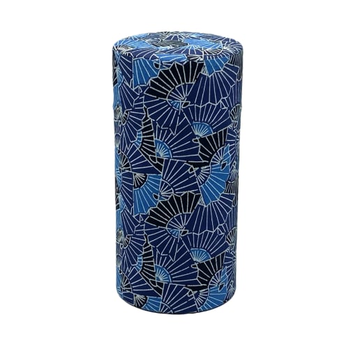 Noguchi Kumataro Tea Garden Tea Caddy, Large Capacity 200g, with Washi Paper and Inner Lid, Indigo Dyed Blue, Made in Japan, Stylish