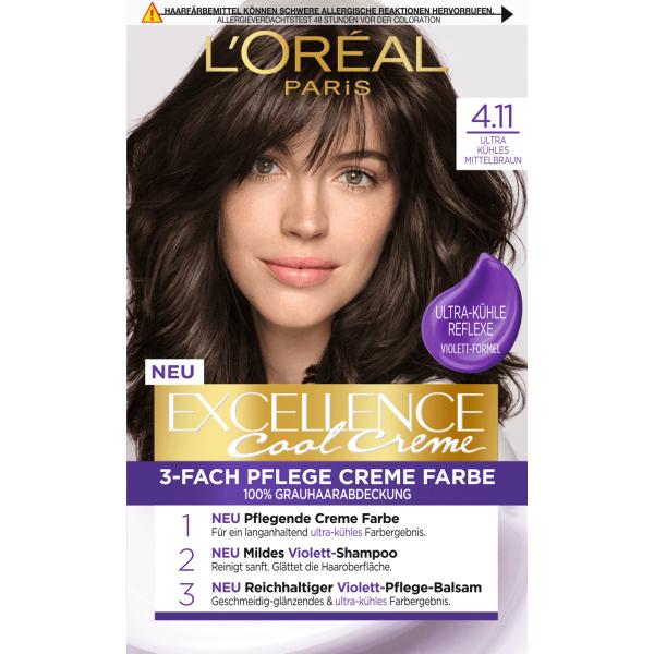 

L Oreal Excellence Cool Cream Краска для волос 4.11 Средне-коричневый 1-й