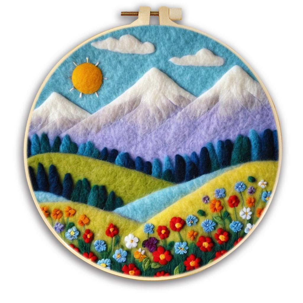 1pc Night Sky and Landscape Embroidery Kit, Felt Painting DIY Gift